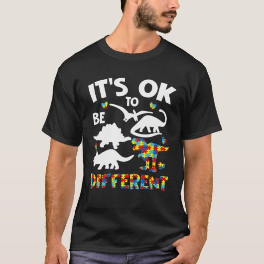 Autism Awareness Dinosaur Kid Boys Its Ok To Be Di T-shirt (Voorkant)