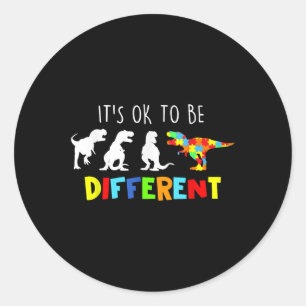 Autism Awareness Dinosaur Kind boezemt het op zijn Ronde Sticker