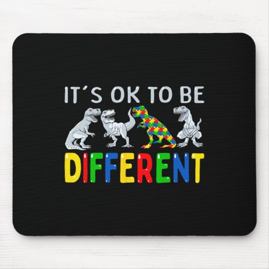 Autism Awareness Dinosaur Kind Boys It's OK to be Muismat (Voorkant)