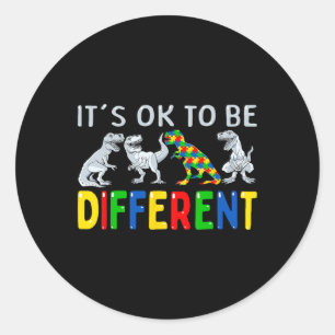 Autism Awareness Dinosaur Kind Boys It's OK to be Ronde Sticker