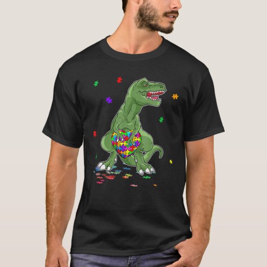 Autism Awareness Dinosaur | Rex Heart Puzzle Piece T-shirt (Voorkant)