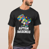 Autism Awareness Dinosaur Rex Heart Puzzle Pieces T-shirt (Voorkant)