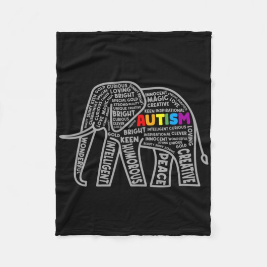Autism Awareness Elephant Tygraphy T Shirt Fleece Deken (Voorkant)