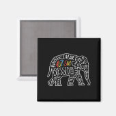 Autism Awareness Elephant Words Dierenvriend Gift Magneet (Voorkant / Achterkant)