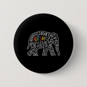 Autism Awareness Elephant Words Dierenvriend Gift Ronde Button 5,7 Cm