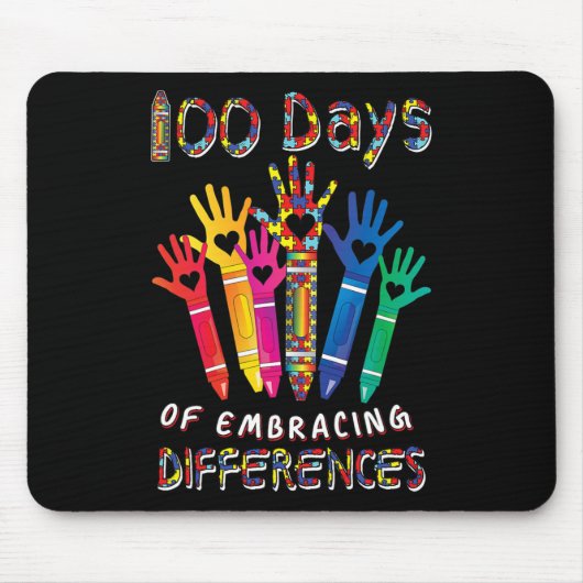 Autism Awareness Embrace Differences 100 Days Of S Muismat (Voorkant)