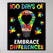 Autism Awareness Embrace Differences 100 Days Of S Poster (Voorkant)