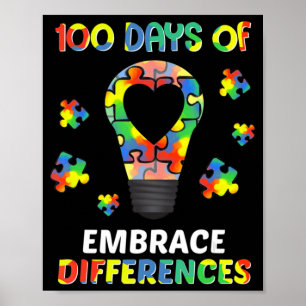 Autism Awareness Embrace Differences 100 Days Of S Poster