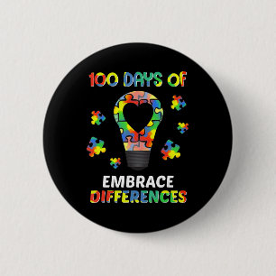 Autism Awareness Embrace Differences 100 Days Of S Ronde Button 5,7 Cm