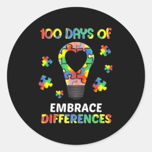 Autism Awareness Embrace Differences 100 Days Of S Ronde Sticker