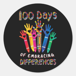 Autism Awareness Embrace Differences 100 Days Of S Ronde Sticker