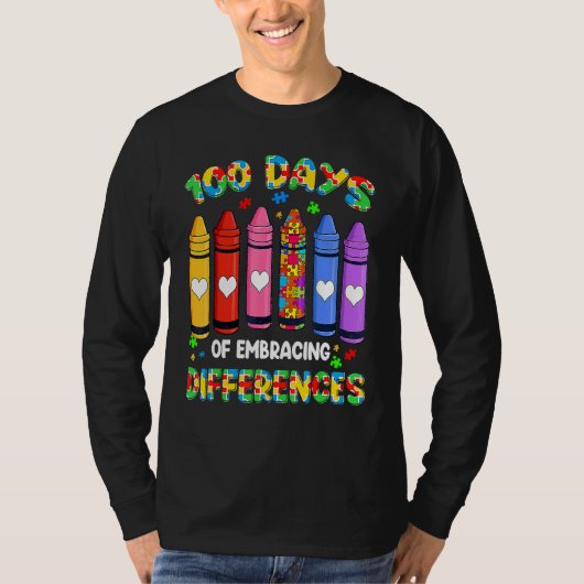 Autism Awareness Embrace Differences 100 Days Of S T-shirt (Voorkant)
