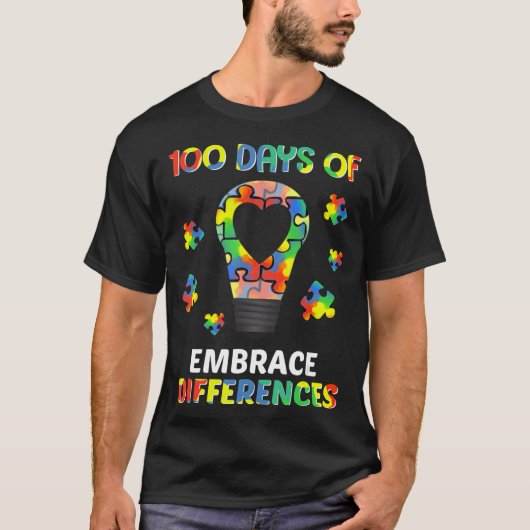 Autism Awareness Embrace Differences 100 Days Of S T-shirt (Voorkant)