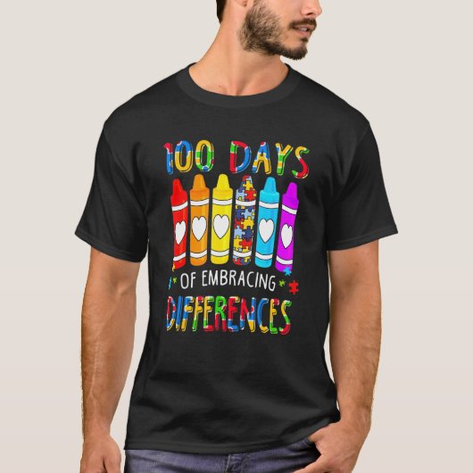 Autism Awareness Embrace Differences 100 Days Of S T-shirt (Voorkant)