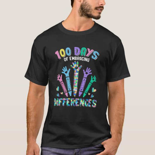 Autism Awareness Embrace Differences 100 Days Of S T-shirt (Voorkant)
