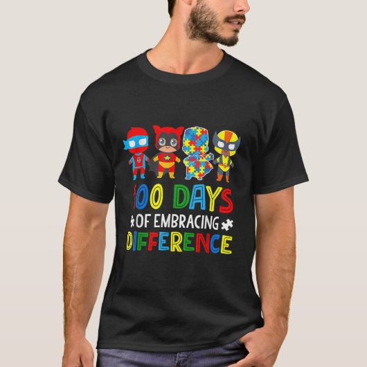 Autism Awareness Embrace Differences 100 Days Of S T-shirt (Voorkant)