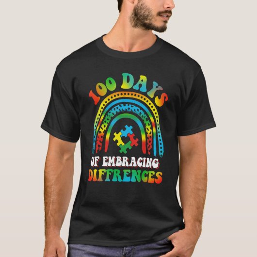 Autism Awareness Embrace Differences 100 Days Of S T-shirt (Voorkant)