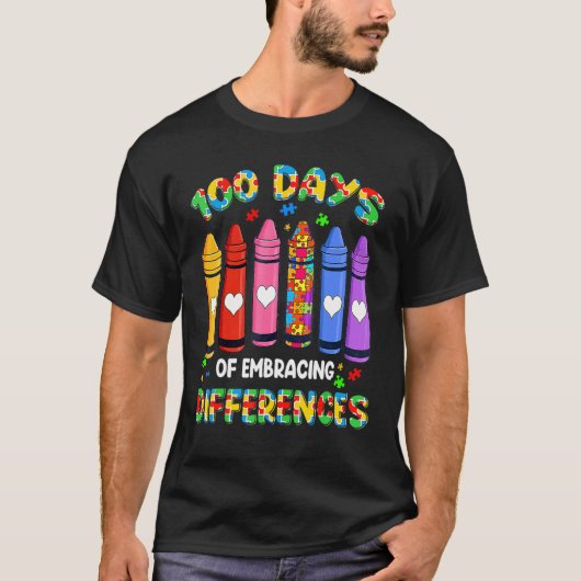 Autism Awareness Embrace Differences 100 Days Of S T-shirt (Voorkant)