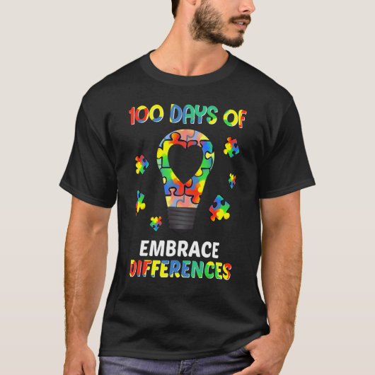 Autism Awareness Embrace Differences 100 Days Of S T-shirt (Voorkant)