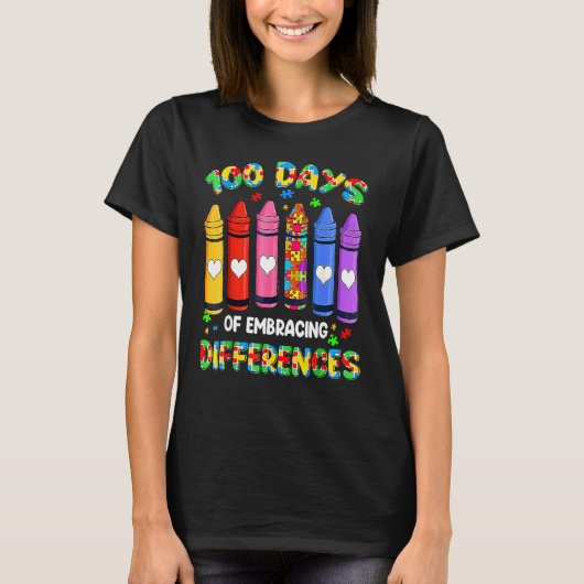 Autism Awareness Embrace Differences 100 Days Of S T-shirt (Voorkant)