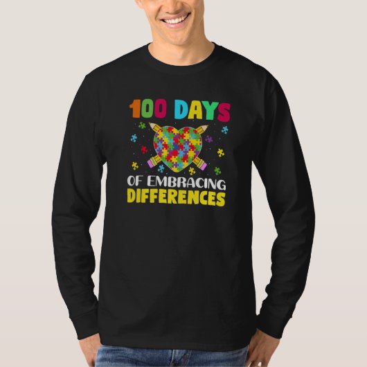 Autism Awareness Embrace Differences 100 Days Of S T-shirt (Voorkant)