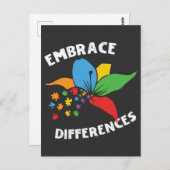 Autism Awareness Embrace Differences Puzzle Briefkaart (Voorkant / Achterkant)