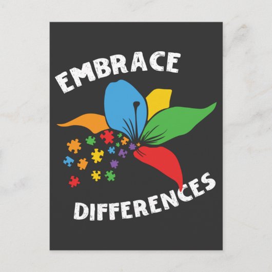 Autism Awareness Embrace Differences Puzzle Briefkaart (Voorkant)