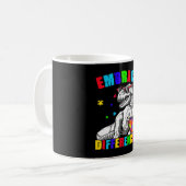 Autism Awareness Embrace Differences Trex Dino Boy Koffiemok (Voorkant links)
