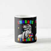 Autism Awareness Embrace Differences Trex Dino Boy Koffiemok (Center)