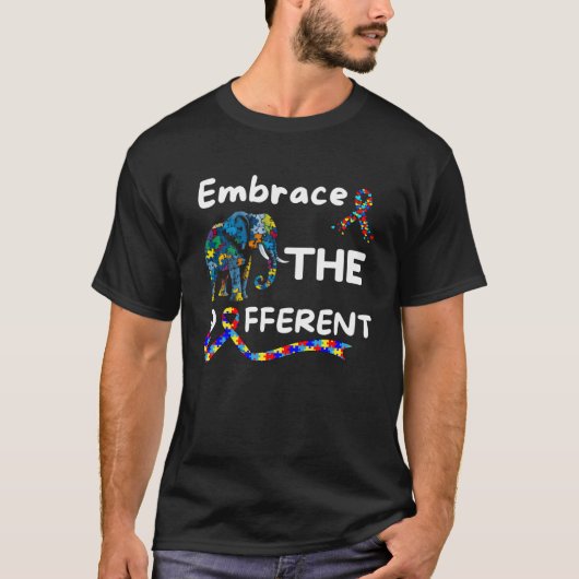 Autism Awareness Embrace Different Elephant Unmask T-shirt (Voorkant)