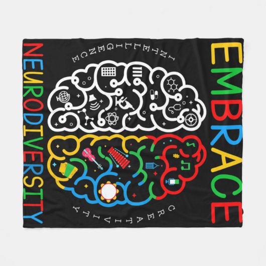 Autism Awareness  Embrace Neurodiversity ADHD Auti Fleece Deken (Voorkant (Horizontaal))