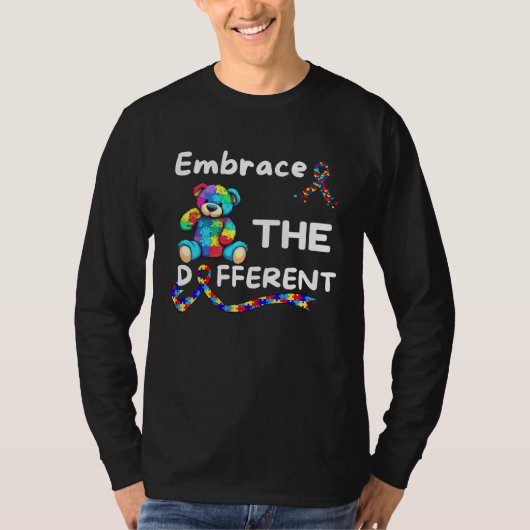 Autism Awareness Embrace The Different Unmasking A T-shirt (Voorkant)