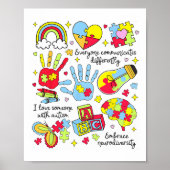 Autism Awareness Everyone Communicates Differently Poster (Voorkant)
