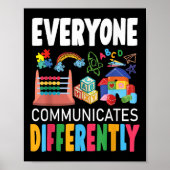 Autism Awareness Everyone Communicates Differently Poster (Voorkant)