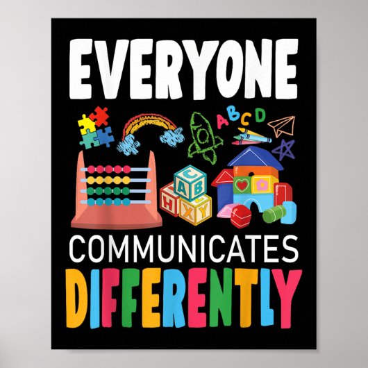 Autism Awareness Everyone Communicates Differently Poster (Voorkant)