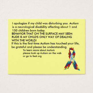 Autism Awareness Explantions Cards - Gepersonalise Visitekaartje