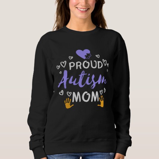 Autism Awareness Family Matching Apparel Proud Mom Trui (Voorkant)