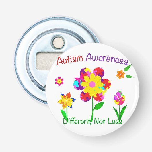 Autism Awareness Flowers Button Flesopener (Voorkant)