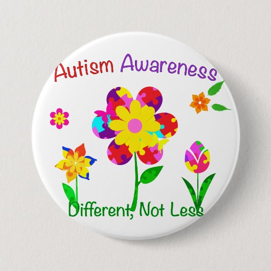 Autism Awareness Flowers Ronde Button 7,6 Cm (Voorkant)