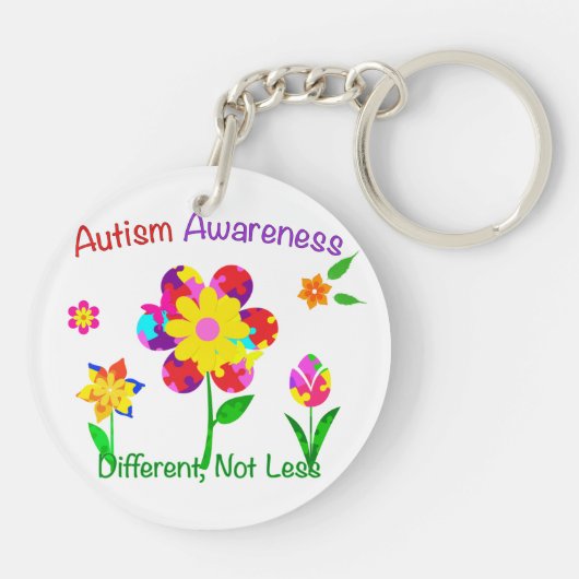 Autism Awareness Flowers Sleutelhanger (Achterkant)