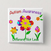 Autism Awareness Flowers Vierkante Button 5,1 Cm (Voorkant)