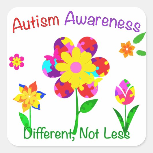 Autism Awareness Flowers Vierkante Sticker (Voorkant)