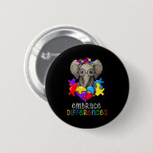 Autism Awareness Fun Glasses Elephant Embrace Diff Ronde Button 5,7 Cm (Voorkant /achterkant)