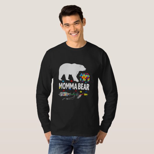 Autism Awareness Gift Momma Bear Support Autistic  T-shirt (Voorkant volledig)