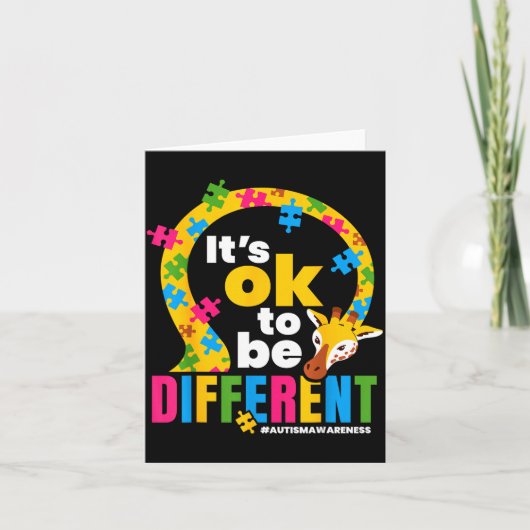 Autism Awareness Giraffe It’s Ok To Be Different G Kaart (Voorkant)