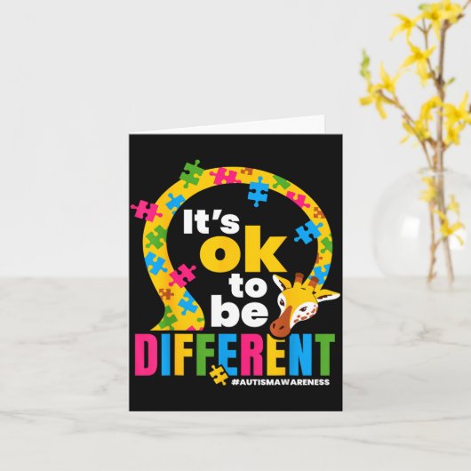Autism Awareness Giraffe It’s Ok To Be Different G Kaart (Gele Bloem)