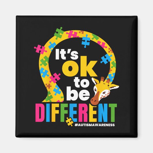 Autism Awareness Giraffe It’s Ok To Be Different G Magneet (Voorkant)