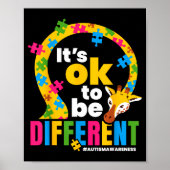 Autism Awareness Giraffe It’s Ok To Be Different G Poster (Voorkant)