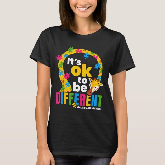 Autism Awareness Giraffe It’s Ok To Be Different G T-shirt (Voorkant)