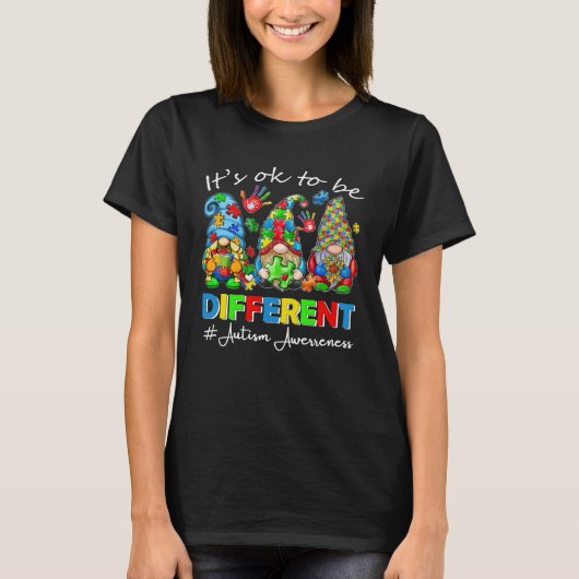 Autism Awareness Gnome Women Kid Its Ok To Be Diff T-shirt (Voorkant)